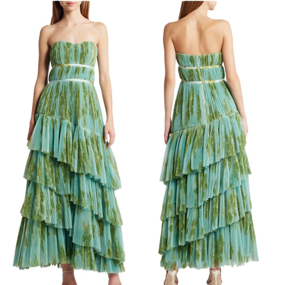 Hutch Green and Blue Strapless Maxi Dress